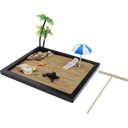 Mini Zen Garden Holiday Miniature Shell Lounge Statues Stress Relief Desk