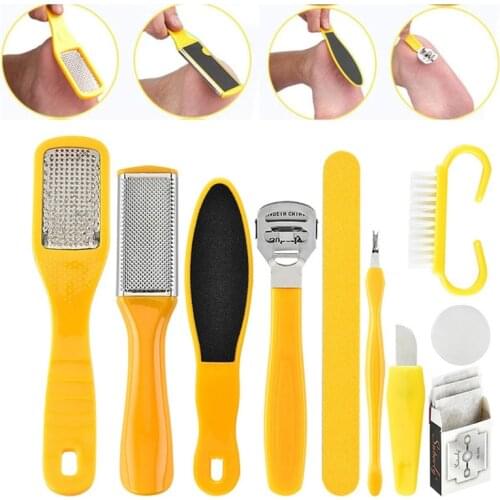 10PCS Pedicure Kit Stainless Steel Nail Care Tool Foot File Manicure Callus Remover Scraper Rasp Removing Hard Dead Skin Cells