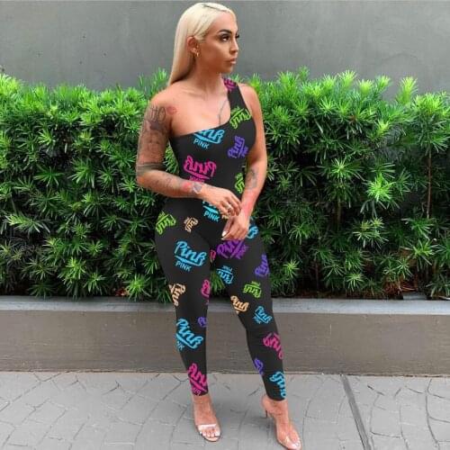 VAZN 2021 New Slash Neck Shinny Pleated Sexy Lady Women Party Beach Jumpsuits Full Pant Bandage Rompers