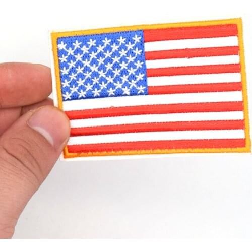 2018 New Arrival Patches For Clothing 2pcs American Flag Patch Gold Border Usa Of America Military Uniform Iron On Sew Emblem