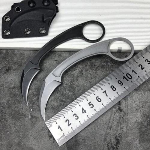 KKWOLF Full Tang Karambit Knife CS GO Tactical Claw Neck Knife Camp Hike Outdoor Self Defense Offensive Hunting Survival Tools K