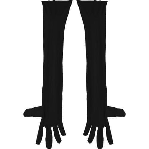 Men Adult Gloves Role Play Glossy Stretchy Nylon 1 Pair Length Gloves Halloween Party Club Stage Show Costume Accessories