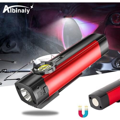 Portable LED Flashlight Waterproof Torch XPE + COB UV Detection Lamp with Magnet Repair Light Multi-function Camping Lantern