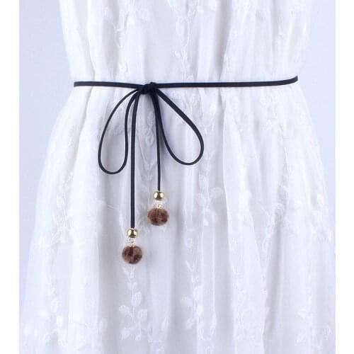 The classic fashion slim thin belts women for dresses female tassel knot waist rope fringed girdle black