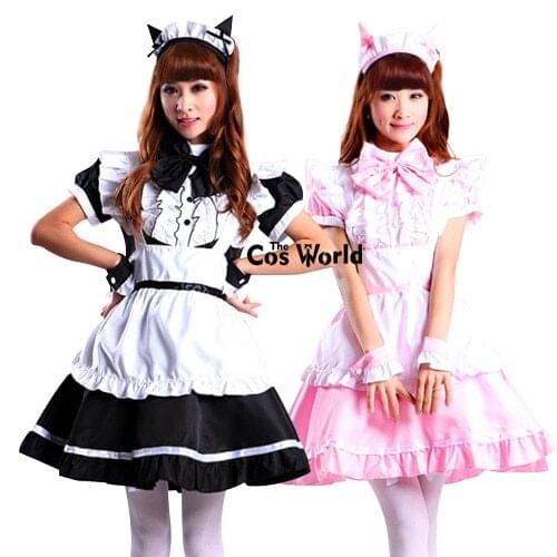 S-5XL Lolita Sweet Cat Ear Apron Maidservant Maid Restaurant Dress Uniform Outfits Anime Cosplay Costume