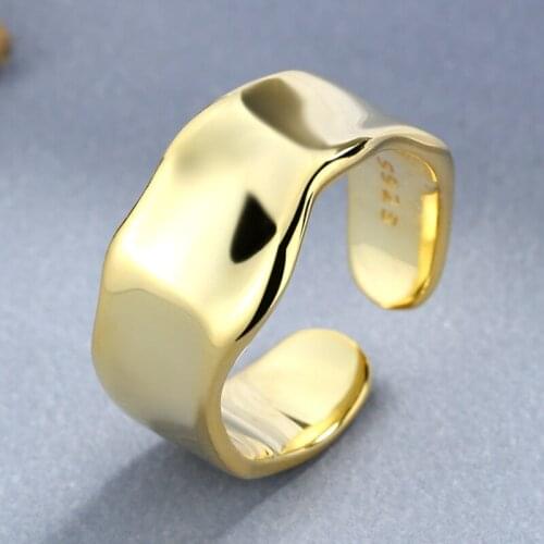 SA SILVERAGE 925 Silver Simple Opening Adjustable Finger Ring Silver Jewelry European and American Irregular Retro Female RING