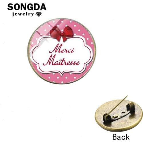 SONGDA Fashion Cute Super Mistress Brooch Glass Art Patterns Round Lapel Pins Button Badges Gift for Teachers Decorative Jewelry