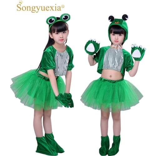 Songyuexia Children adpole Small Jump Frog Small Frog Cartoon Animal Dance Costumes Stage Jazz Modern Cheerleading clothes