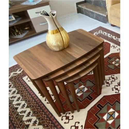 Modern Telwe Series Walnut 4'lüzigon Coffee table Set/Walnut coffe table