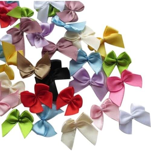 Suoja 50pcs/lot Mini Satin Ribbon Flowers Bows Gift Craft Wedding Decoration