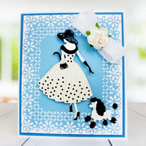 Woman Dog Metal Cutting Die Cut for DIY Scrapbooking Decoration Wedding Card making dies