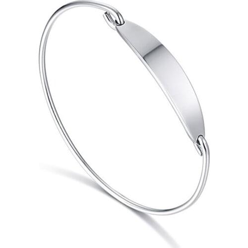 Fashion Jewelry for Women Silver Stainless Steel Bangle Bracelet New Arrival 7.2"