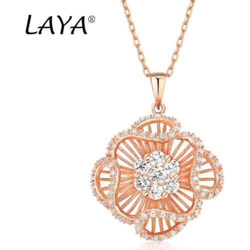 LAYA 925 Sterling Silver Fashion New Style Flower High Quality Zircon Flower Shape Necklace Luxury Jewelry Gift For Womens Party