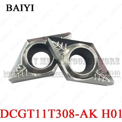 10pcs DCGT11T308-AK H01 aluminum inserts cutter lathe tools Cutting Tool CNC turning aluminum blade carbide wood turning tools