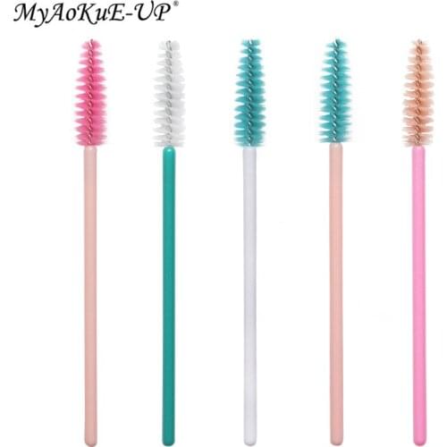 New Arrived 200pcs Pink Handle Nylon Disposable Mascara Wands Lashes Eyelash Extension Eyelashes Brush Makeup Brushes