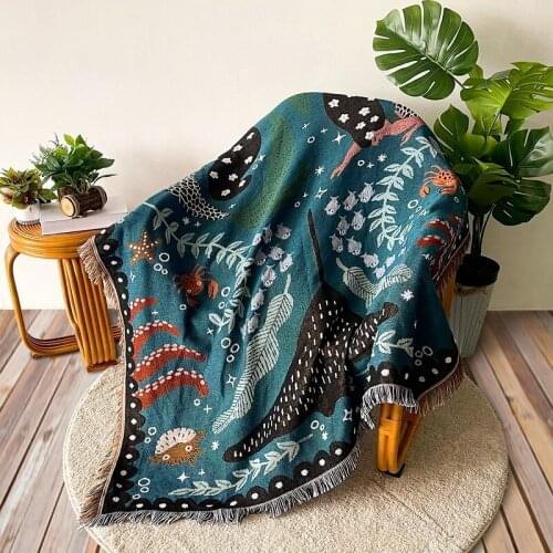 2021 Air Conditioning Blanket Sofa Blanket Tapestry Leisure Blanket Cover Blanket Tassel Blanket Sofa Towel Line Blanket