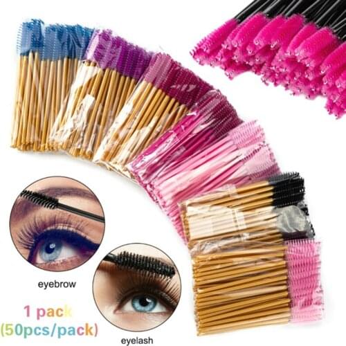 50 Pcs/Pack Eyelash Brush Disposable Makeup Brush Mascara Applicator Eyebrow Wands Brushes Eyelash Extension Cosmetics Tool