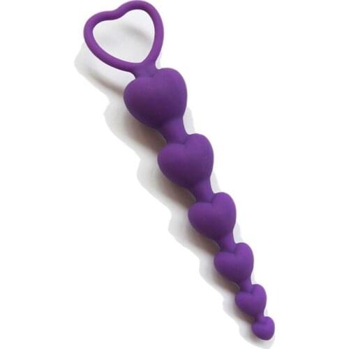6-beads G-spot Stimulation Butt Plug Silicone Anal Toy Anal Plug Heart Big Anal Ball Adult Sex Toy Cheap Sex Toy