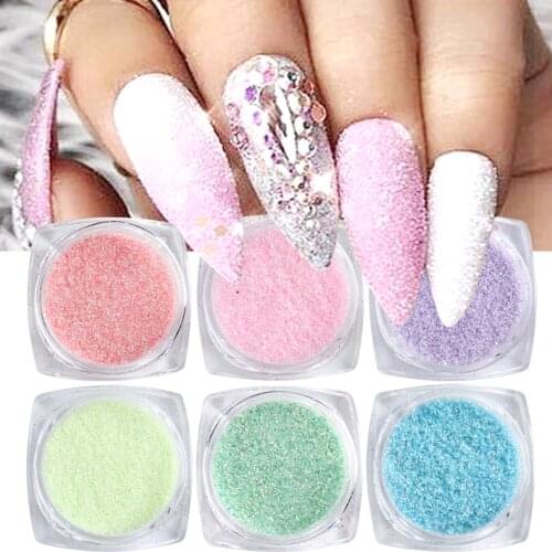 6 Box Shining Sugar Effect Nail Glitter Powder Laser Candy Nail Art Pigment Flakes Dust Coloful Nail Decor Accessories LA1539-28