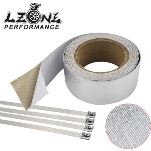LZONE - Car Aluminum Reinforced Tape Adhesive Backed Heat Shield Resistant Wrap For Intake pipe WITH 4PCS TIES JR1612