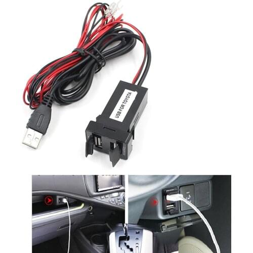 Dual USB Car Charger Power Adapter For Fuse Cell Phone Charger 2.1A Socket USB Audio Input Socket for Toyota Hilux VIGO