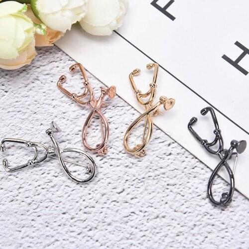 High Quality 4 Color Brooches Doctor Nurse Stethoscope Brooch Medical Jewelry Enamel Pin Denim Jackets Collar Badge Pin Hot