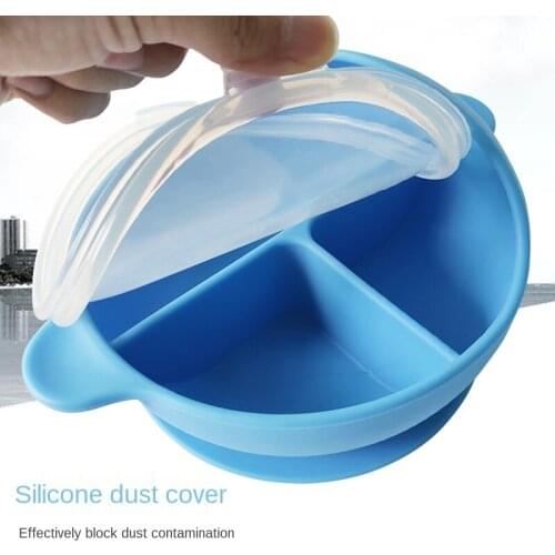 Infant Baby with Cover Food Supplement Bowl Dinner Plate Sub-grid Tray Dining Set Large with Lid Silicone Suction Cup Bowl