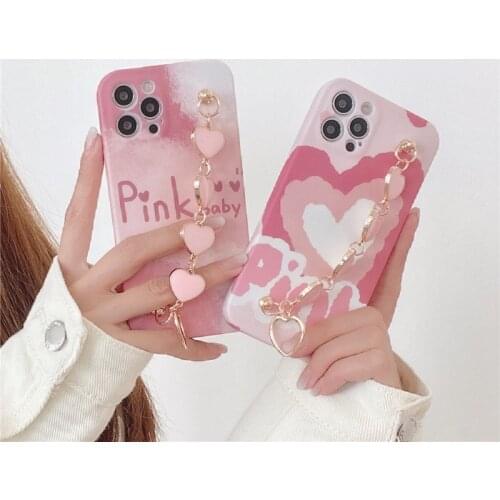 Water sticker bracelet mobile phone case suitable for iPhone 11 12 Pro Max Mini XS XR oil painting flower anti-fall soft shell