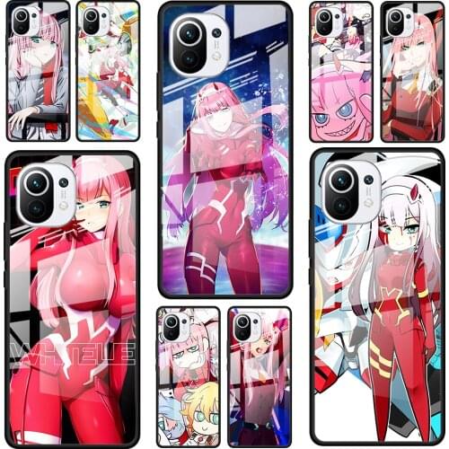 Darling in the franXX for Xiaomi Mi 11 Ultra Lite 10T Note 10 9T Pro CC9 CC9E 5G Luxury Tempered Glass Phone Case Cover