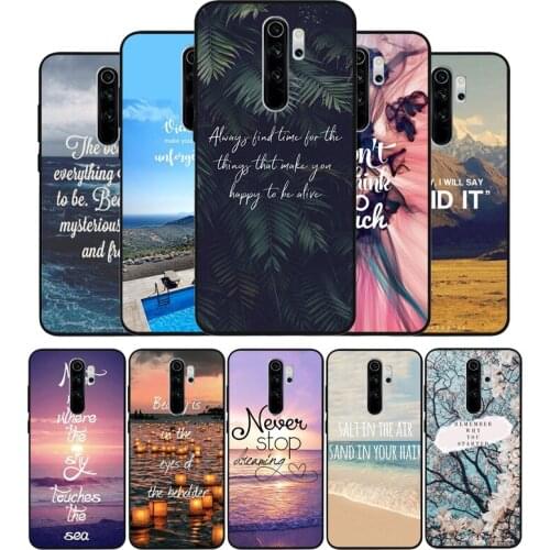 Travel mountain sea beach quotes Black tpu case for xiaomi redmi 4A 4X note 4 5A 5Plus NOTE5 Pro 6Pro note6 7 8Pro cover Shell