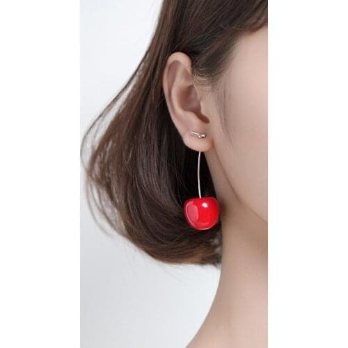 Colusiwei 2020 NEW Genuine 925 Sterling Silver Fashion Big Cherry Dangle Earrings for Women Hyperbole Sterling Silver Jewelry