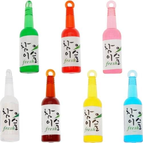 Julie Wang 10PCS Resin Korean Soju Bottle Charms Random Color Artificial Wine Drink Bracelet Pendants Jewelry Making Accessory
