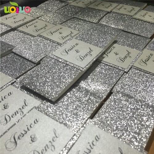 Hot sale paper customized glitter rose gold small tag card ,DIY glitter paper silver band with free logo