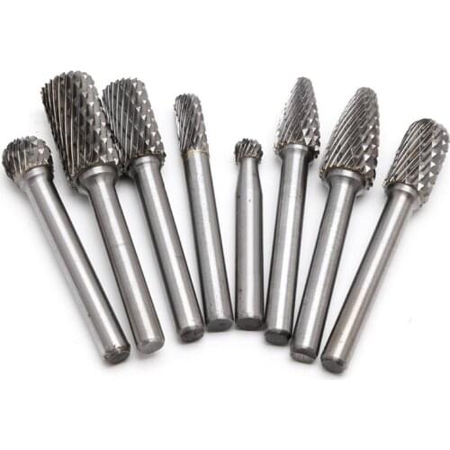8Pcs 1/4" Tungsten Carbide Burr Bit 6mm Rotary Cutter Files CNC Engraving Tool Nice Gifts