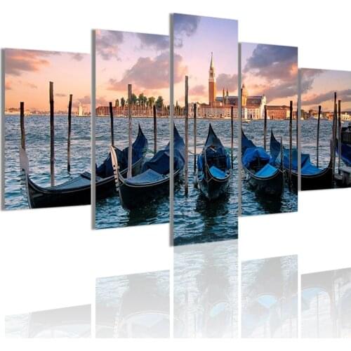 The City of Venice Travel 5 Panels Canvas Painting Poster Wall Art Print Picture Living Room Interior Home Decoration Frame