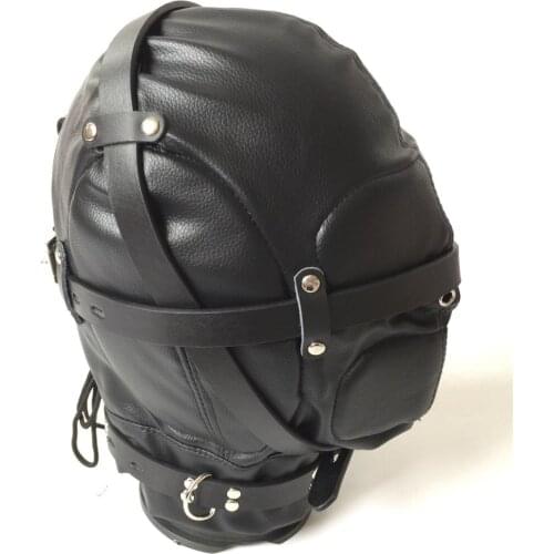 2018 Hot Soft Leather Bondage Whole Sealing Lace Up Hood Headgear Face Mask Eyepatch Dog Slave BDSM Product Sex Games Toy