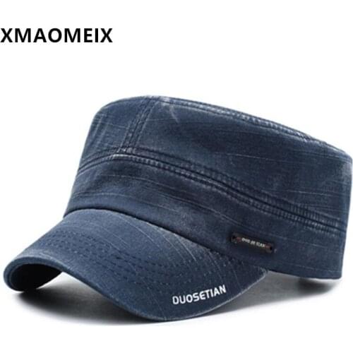 XMAOMEIX Men Flat Cap Snapback Cap New Spring Mens Cotton Retro Fashion Army Military Hats Adjustable Size Casual Sports Caps