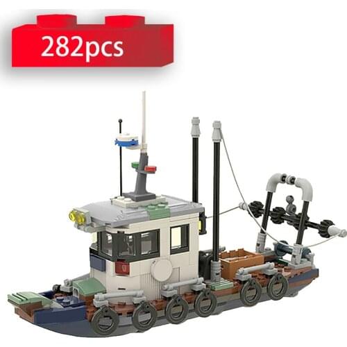 DIY Small Fishing Boat Model Building Blocks Creative Ideas Ship Bricks Set Educational Toys for Children Xmas Gifts Collections