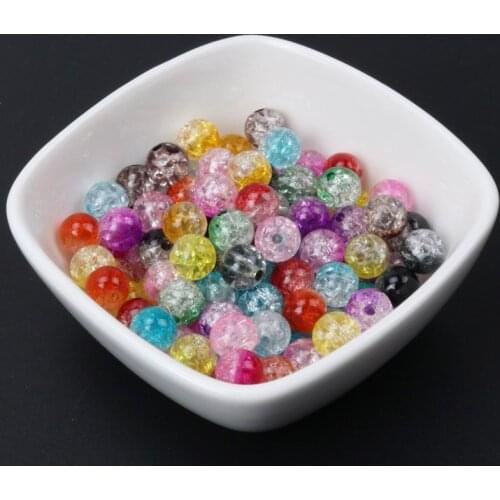 2018 New Arrivals 200pcs 8mm Mixed Transparent Crackle Round Beads Acrylic Spacer Ball Beads For Jewelry Making DIY