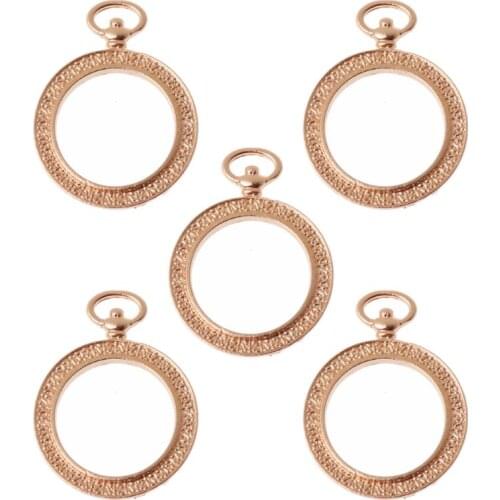 652B 5Pcs Round Pocket Watch Blank Frames Pendant Bezel Setting Resin Jewelry Making