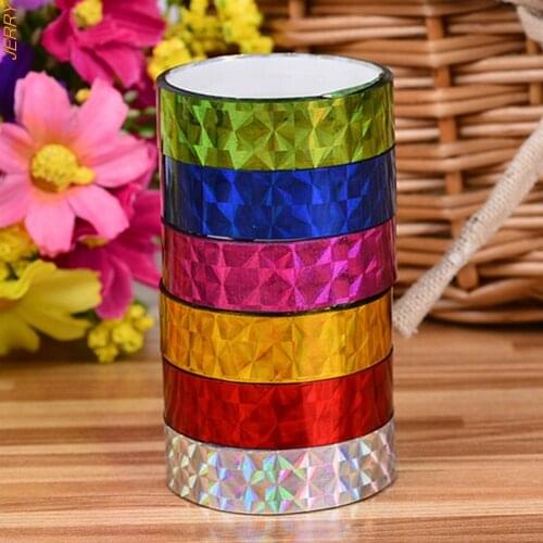 Hot Sale 12 Rolls Of 2m Sticker Office Tape DIY Color Laser Tape Decoration Stationery Stickers Childrens Scrapbook Tools