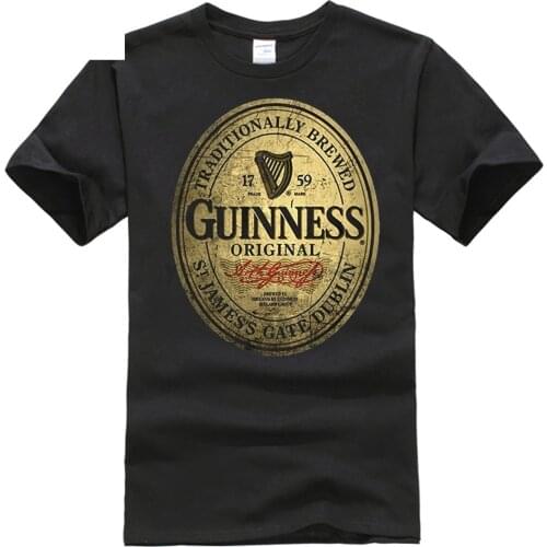 HOT Deals Funny T Shirts Guinness Label Vintage mens Fashion T-shirt