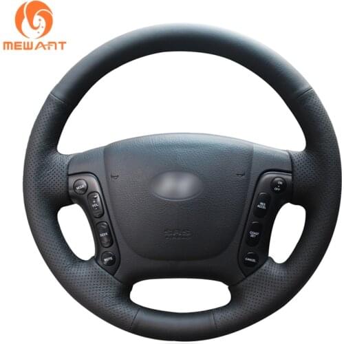 MEWANT Black Artificial Leather Car Steering Wheel Cover for Hyundai Santa Fe H-1 Starex i800 2006 2009 2010 2011 2012 2013-2019