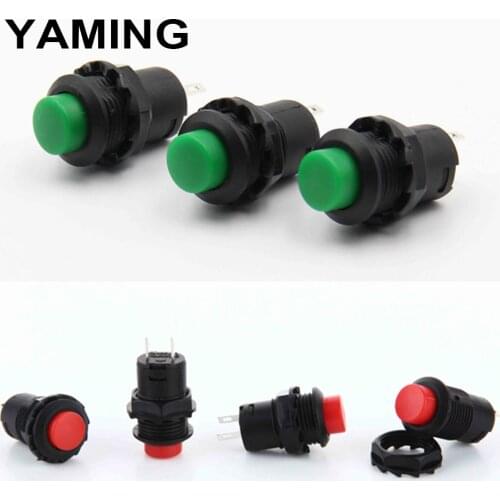 Mini Red And Green 12mm Self Return Momentary Or Self-locking Touch On/Off Switch 2 Pins Push Button Switch (20pcs)