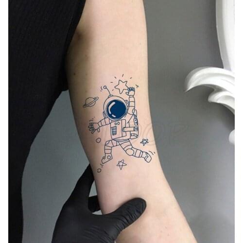 Juice Tattoo Sticker Space Astronaut Star Planet Element Makeup Water Transfer Fake Tatoo for Women Men Kids 5 -15 Days