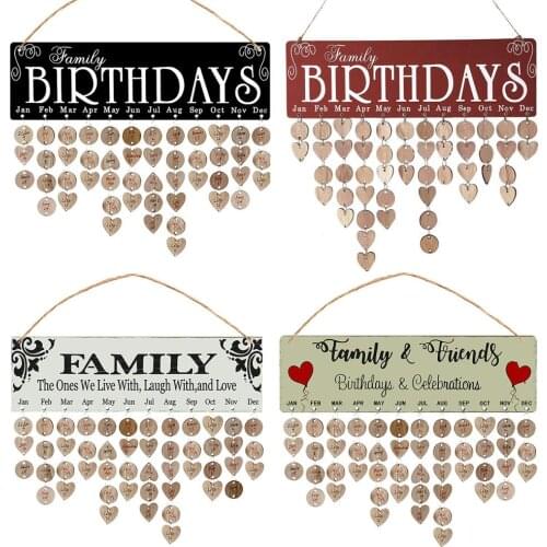 Family Birthday Reminder Wooden Calendar New Year Advent Event Calendrier Plaque Board Hanging DIY Home Wall Decoration