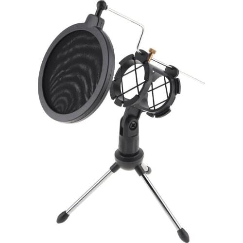 Desktop Universal Anti-Spray Microphone Shock Mount Holder Tripod Stand Bracket