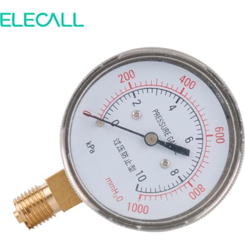 ELECALL New YE-60 0~10KPA Air Diaphragm Pressure Gauge Phosphor Bronze Film Box Pressure Gauge Positive Pressure Meter