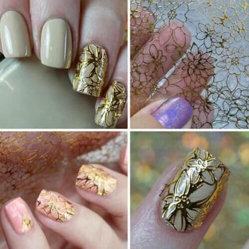 Embossing 3D Nail Art Stickers blooming Flower Decal DIY Fingernail Decoration Easy to apply on natural or artificial nails