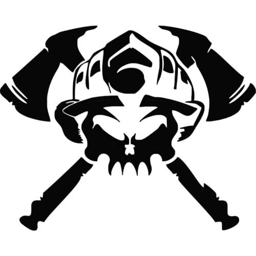 Firefighter Skull Car Decal Volunteer firefighter Vinyl Decal Sticker For Car Fuel Tank Cap Cool Decor